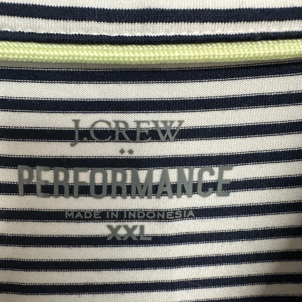 J. Crew Performance Mens XXL‎ Striped Polo Shirt Navy White Stretch Golf Preppy